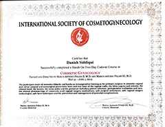 Dr. Danish Siddiqui is a member of the International Society of Cosmetogynecology