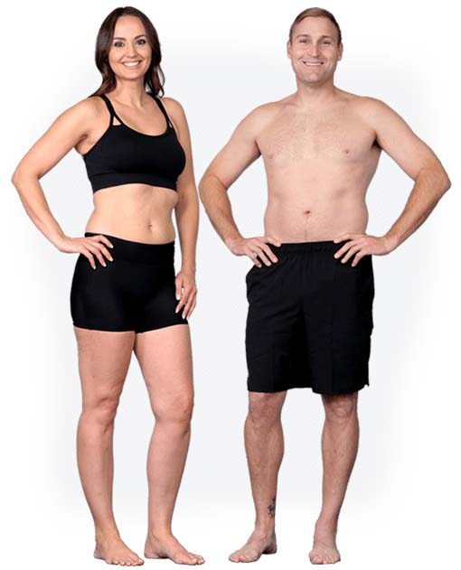 Womand and Man showing Coolsculpting treatment areas