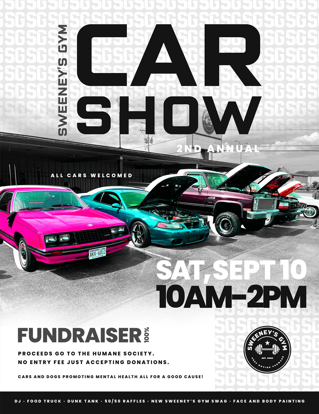 2nd Annual Sweeney's Gym Car Show Fundraiser Sept. 10, 2022