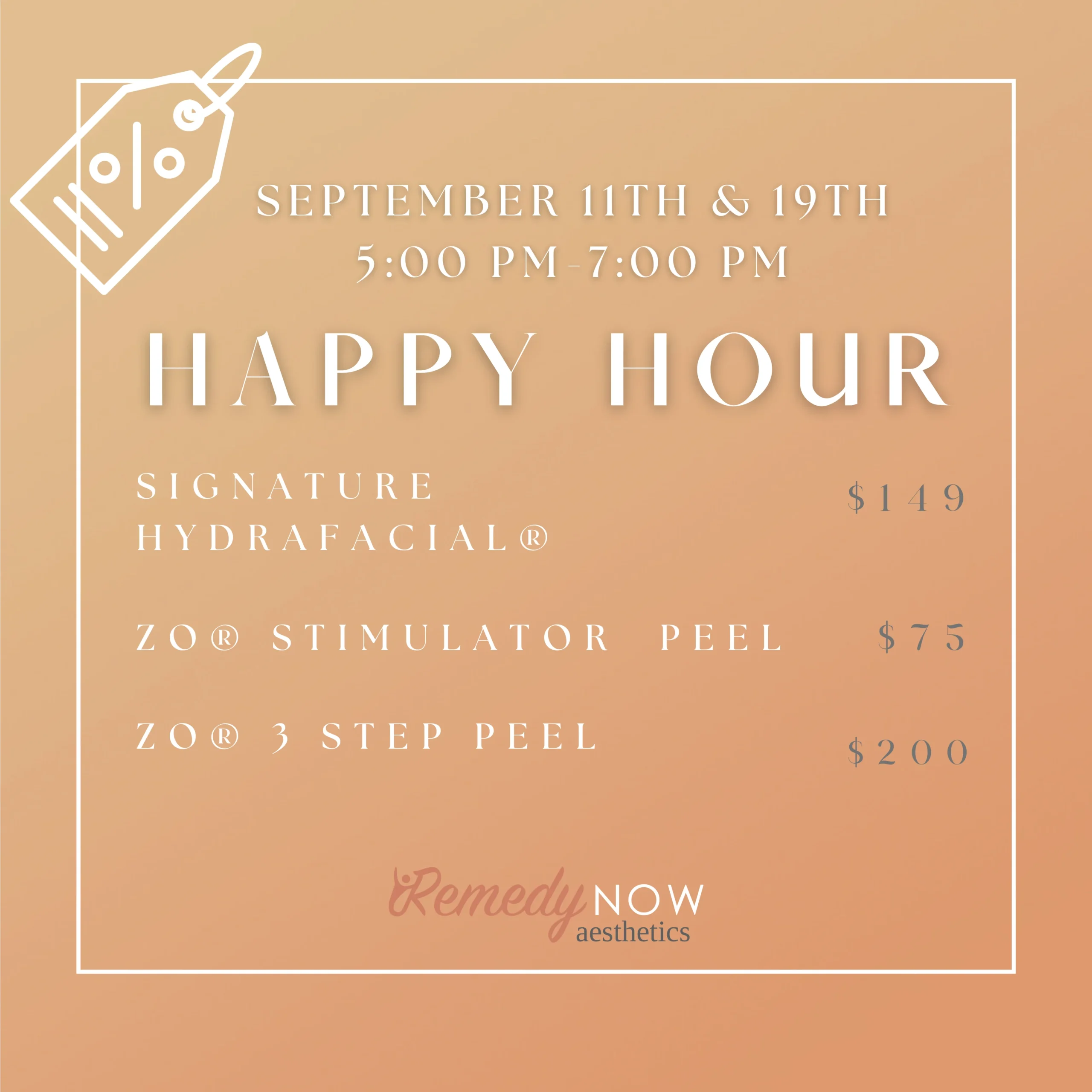 Happy Hour - September 11th & 19th 5:00 PM 7:00 PM 